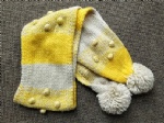 Unique Knitted Long Winter Scarf with Two Pompoms