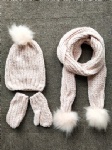 New cute knit scarf children's solid color  and hat