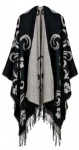 Ladies Flower Jacquard woven shawl ruana wrap oversized