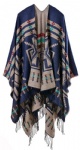 ladies winter shawl - Sequare mix  royal blue